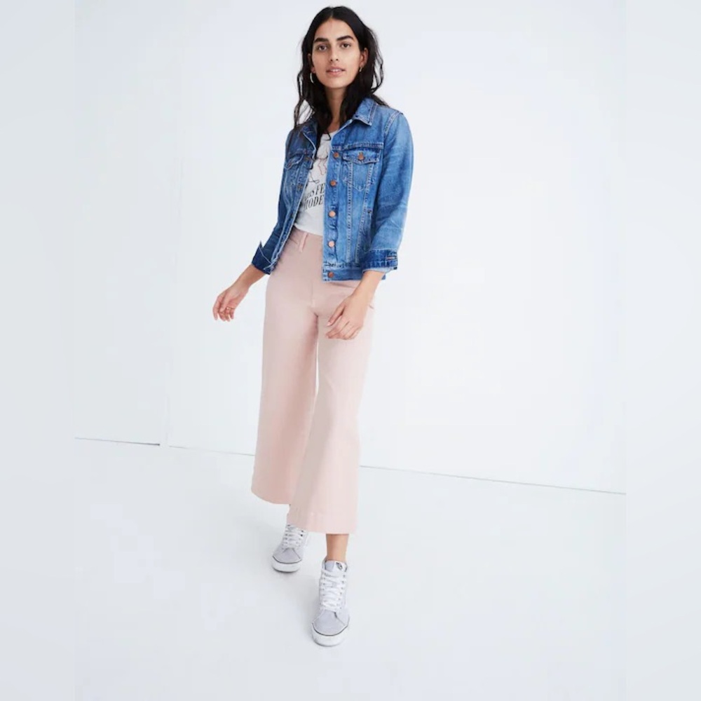 MADEWELL Emmett Wide-Leg Crop Pants Pink Oyster Size 25